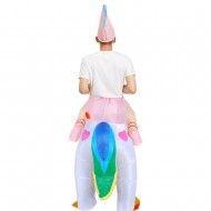 Unicorn with Rainbow Tail Carry me Ride on Inflatable Costume