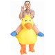 Yellow Duck with Eyelashes Carry me Ride on Inflatable Costume