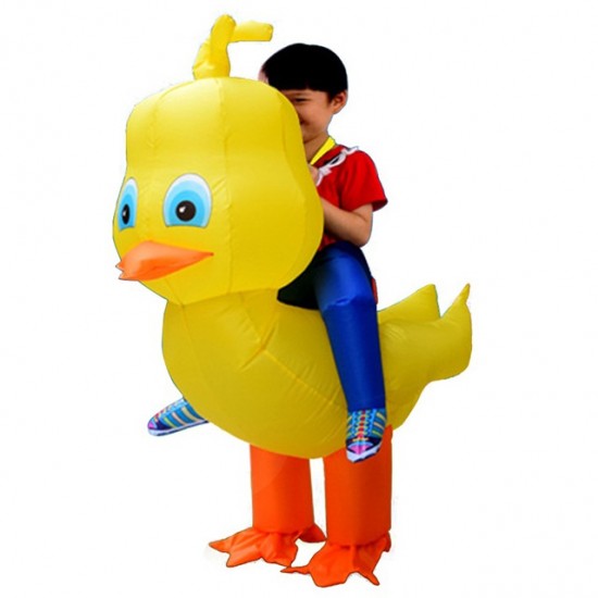 Yellow Duck with Big Head Carry me Ride on Inflatable Costume