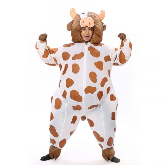 Cow Milk Cattle Inflatable Costume Halloween Christmas Coffee Color