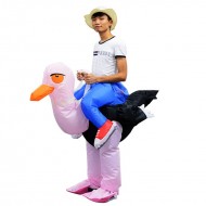 Pink Ostrich Carry me Ride on Inflatable Costume Halloween Christmas for Adult