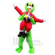Inflatable Carry Me Christmas Santa Claus ET Green Alien Mascot Costume Cartoon 