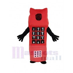 Rotes Handy mit offenem Gesicht Maskottchen Kostüm Karikatur