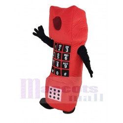 Rotes Handy mit offenem Gesicht Maskottchen Kostüm Karikatur