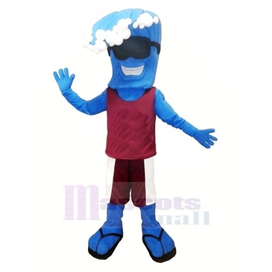 Vague bleue intéressante Mascotte Costume Dessin animé