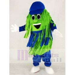 Disfraz de mascota de cepillo de limpieza de lavado de autos azul y verde