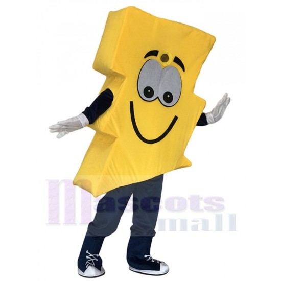 Cute Yellow Lightning Bolt  Mr. Electric  Mascot Costume