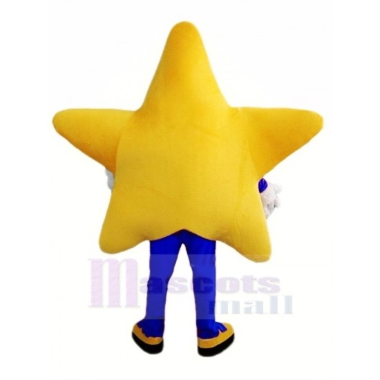 Estrella centelleante amarilla con abrigo azul Disfraz de mascota Navidad Navidad