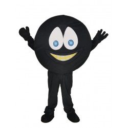 Divertido disfraz de mascota de disco de hockey negro
