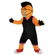 Power Basketball Man en traje de mascota de jersey negro