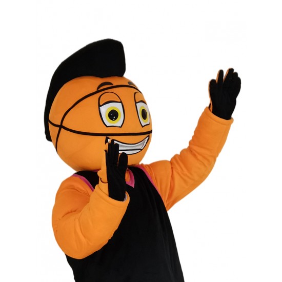 Power Basketball Man en traje de mascota de jersey negro