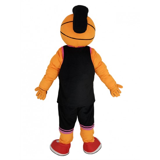 Power Basketball Man in Black Jersey Mascot Costume