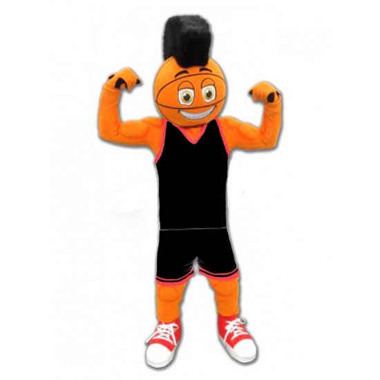 Basketball-Mann im schwarzen Jersey-Maskottchen-Kostüm