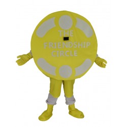 Disfraz de mascota de círculo de amistad amarillo amistoso