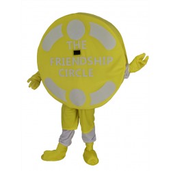 Disfraz de mascota de círculo de amistad amarillo amistoso