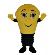 Disfraz de mascota de bombilla amarilla sonriente