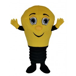 Lächelndes Maskottchen-Kostüm mit gelber Lampe und Glühbirne