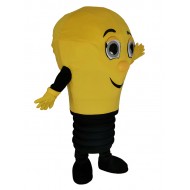 Disfraz de mascota de bombilla amarilla sonriente
