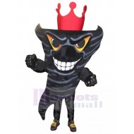 Bösartig Schwarz Tornado Maskottchen Kostüm mit großer roter Krone
