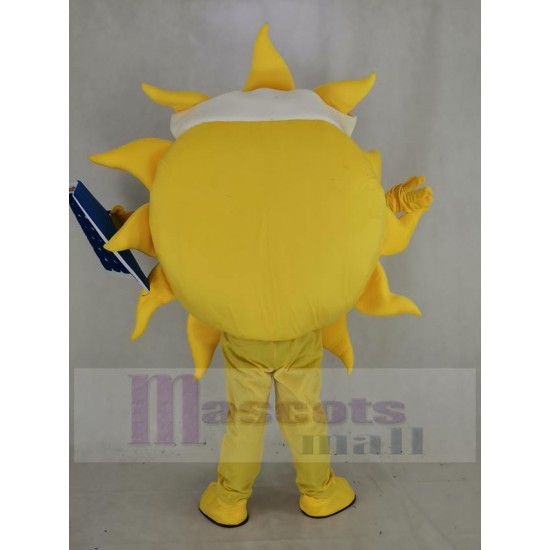 Soleil drôle Tenir un panneau solaire Costume de mascotte