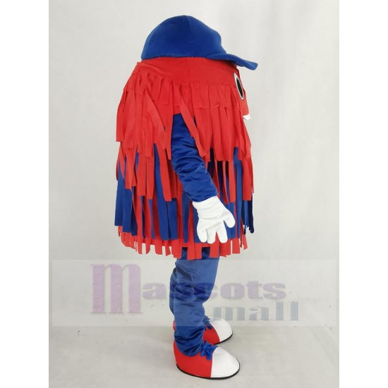 Blue and Red Car Wash Cleaning Brush Mascot Costume with Blue Hat