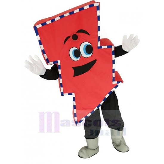Señor eléctrico rojo Rayo Disfraz de mascota con rayas gruesas