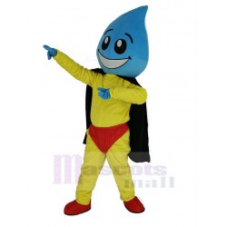 Wassertropfen Superman Maskottchen Kostüm mit schwarzem Cape