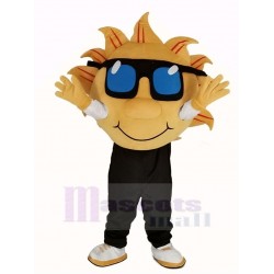 Yellow Sunshine Mascot Costume with Sunglasses