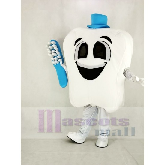 Tooth with Blue Hat Mascot Costume
