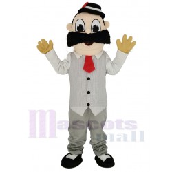 Barber Mascot Costume in White Shirt People