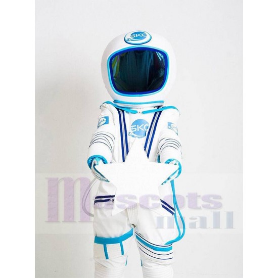 Astronaut Mascot Costume in White and Light Blue Spacesuit People