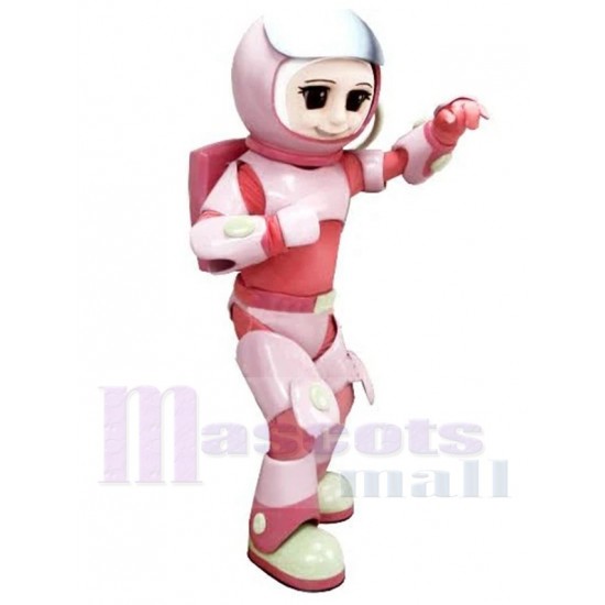 Astronaut Mädchen Maskottchen Kostüm im rosa Raumanzug Menschen
