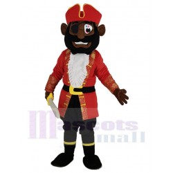 Pirat mit brauner Haut Maskottchen Kostüm im roten Mantel