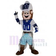 Cowboy de Dallas Costume de mascotte Gens avec écharpe en jean bleu
