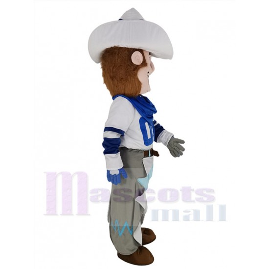 Vaquero de dallas Traje de la mascota Gente con bufanda de mezclilla azul