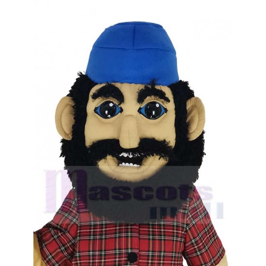 Lumberjack Mascot Costume with Blue Hat People