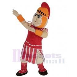 Spartan Trojan Knight Sparty Mascot Costume with Orange Helmet People