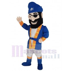 Blackbeard-Pirat Maskottchen-Kostüm Menschen in blauer Uniform