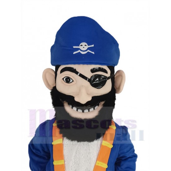 Blackbeard Pirate Mascot Costume People in Blue Uniform