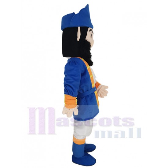 Pirate Barbe Noire Mascotte Costume Gens en uniforme bleu