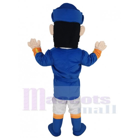 Pirate Barbe Noire Mascotte Costume Gens en uniforme bleu