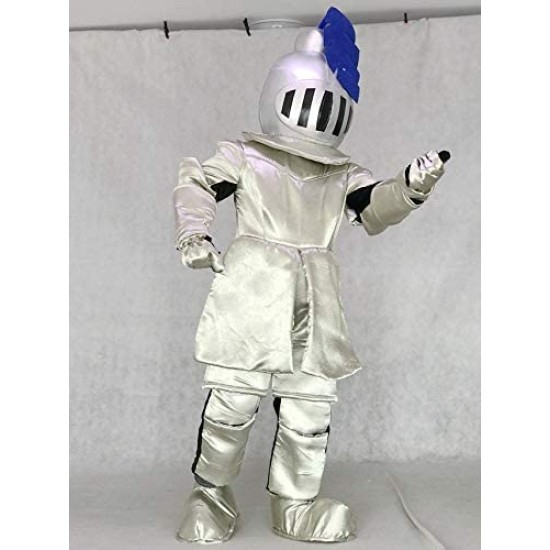 Adult Knight in silver Armour Mascot Costume People