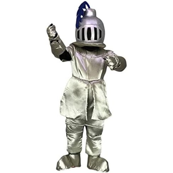 Adult Knight in silver Armour Mascot Costume People
