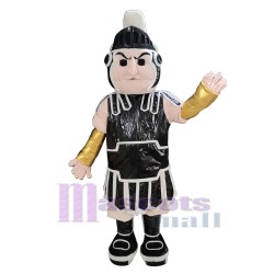 Spartanischer Trojaner in schwarzer Rüstung Maskottchen-Kostüm Menschen