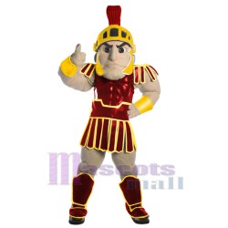 Spartanischer Krieger in Gold und Rot Maskottchen-Kostüm