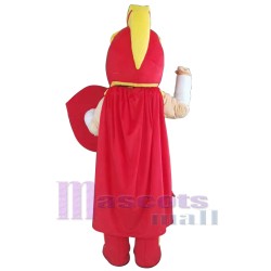 Spartanischer Trojaner in roter und gelber Rüstung Maskottchen-Kostüm Menschen