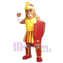 Troyano espartano con armadura roja y amarilla Disfraz de mascota Gente
