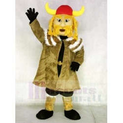 Thor le Viking géant avec casque rouge mascotte, déguisement, gens