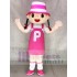 linda chica con sombrero rosa Disfraz de mascota