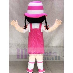 Cute Pink-Hatted Girl Mascot Costume